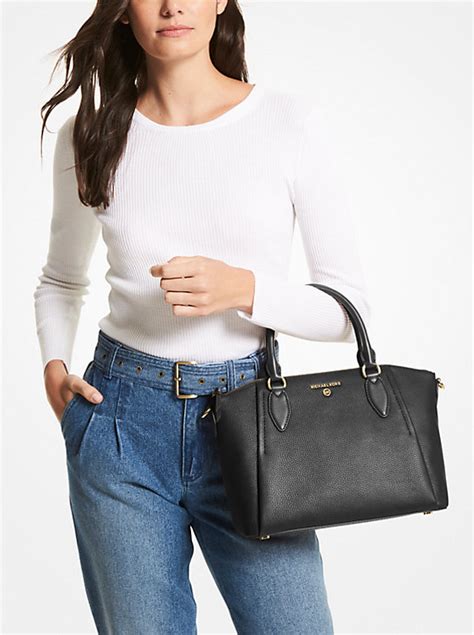 michael kors sienna leather medium satchel bag|Michael Kors medium satchel.